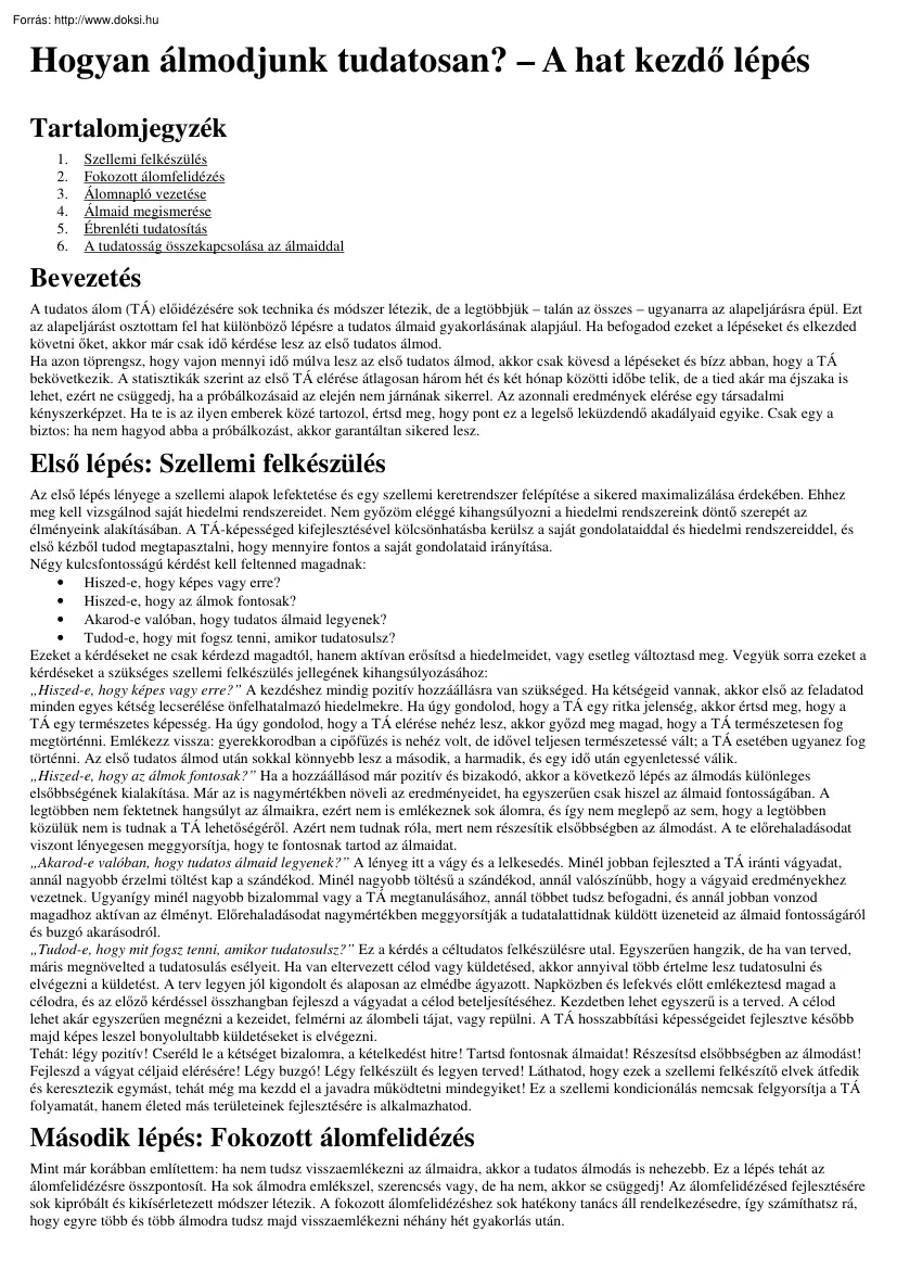Hogyan álmodjunk tudatosan