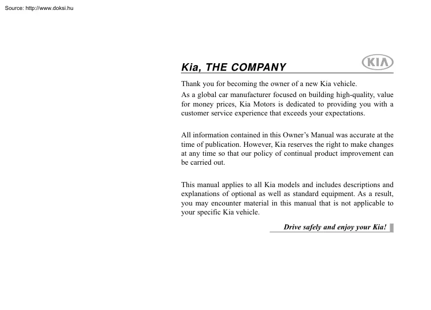 Kia Rio vehicle manual