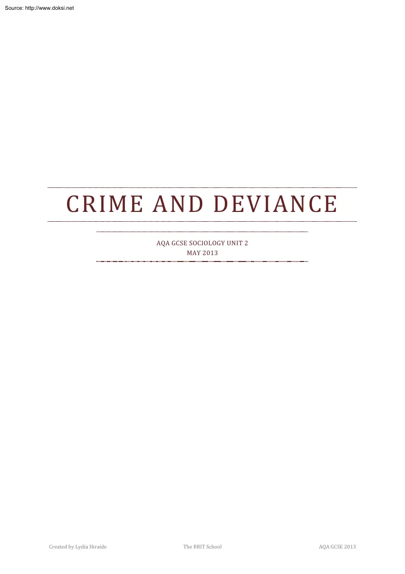 Crime and Deviance