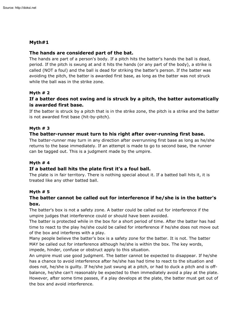 Baseball Myths