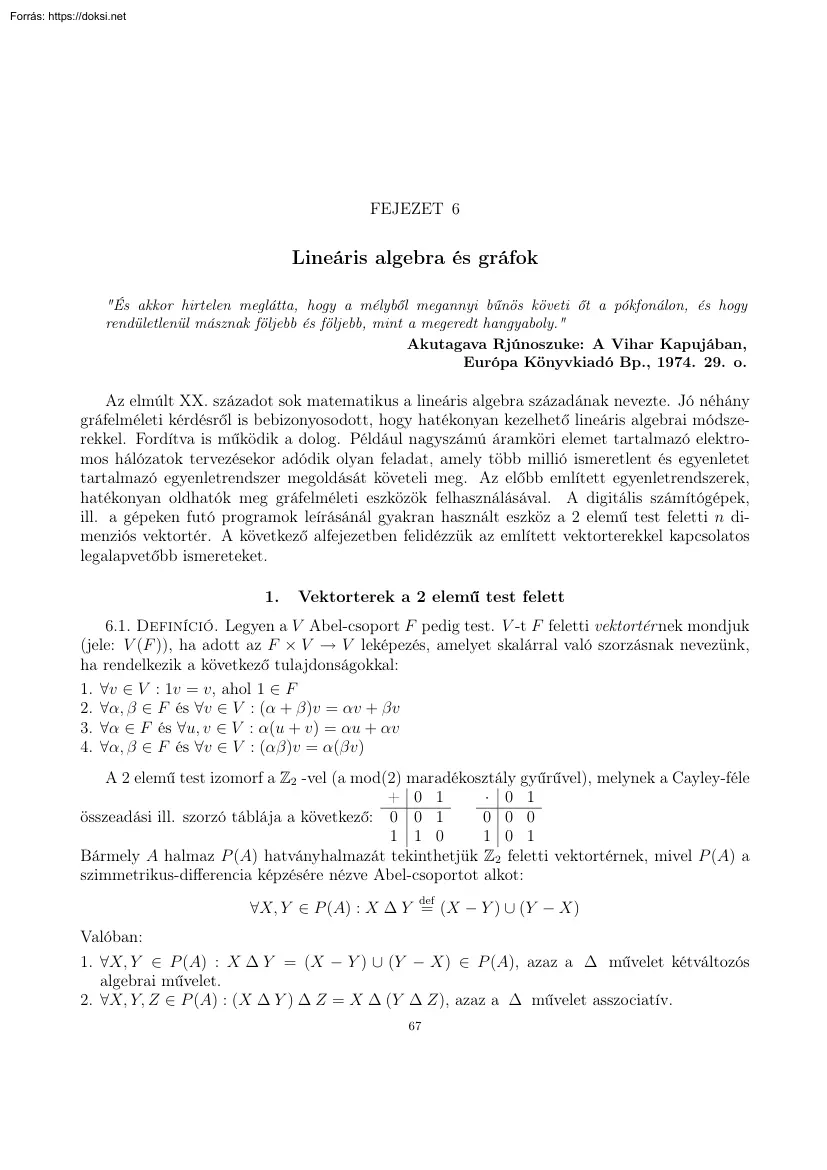 Lineáris algebra és gráfok