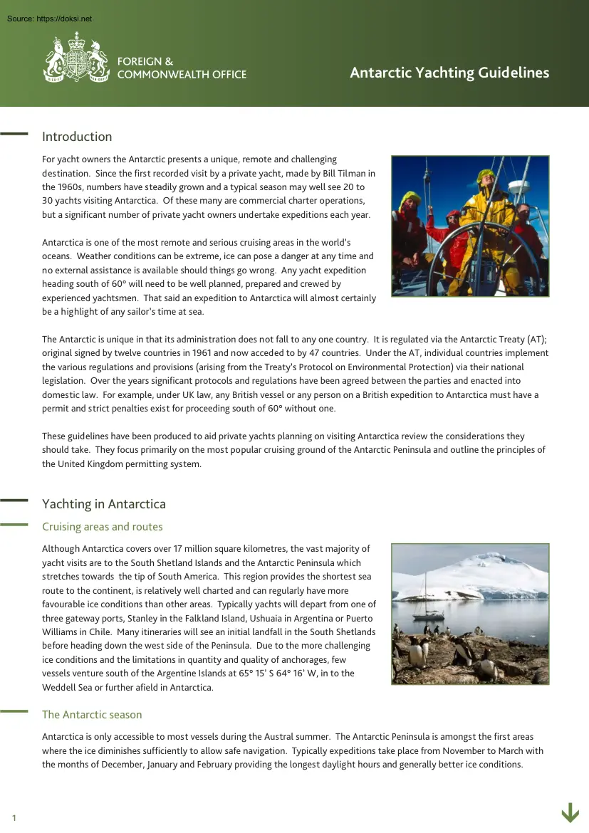 Antarctic Yachting Guidelines