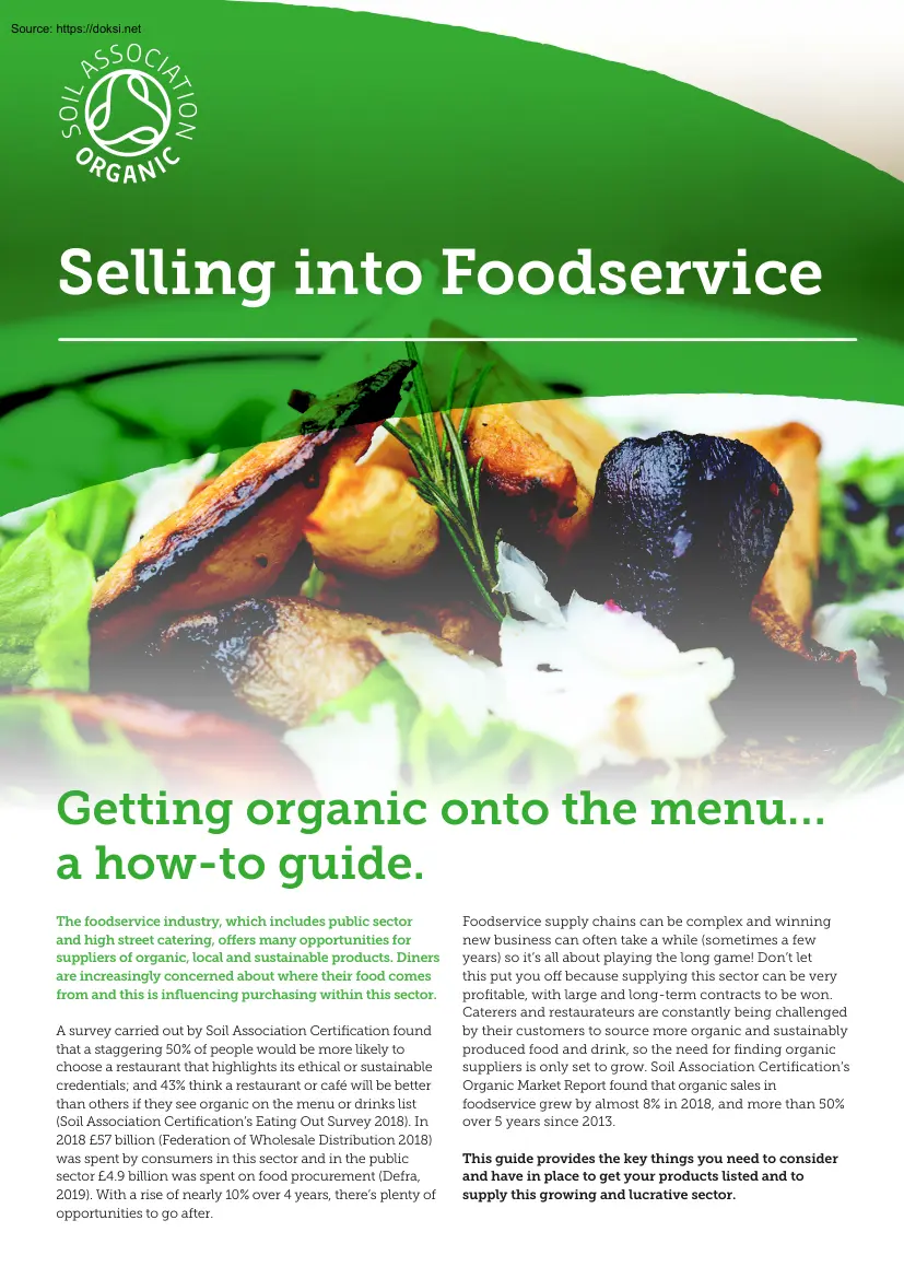 Selling into Foodservice
