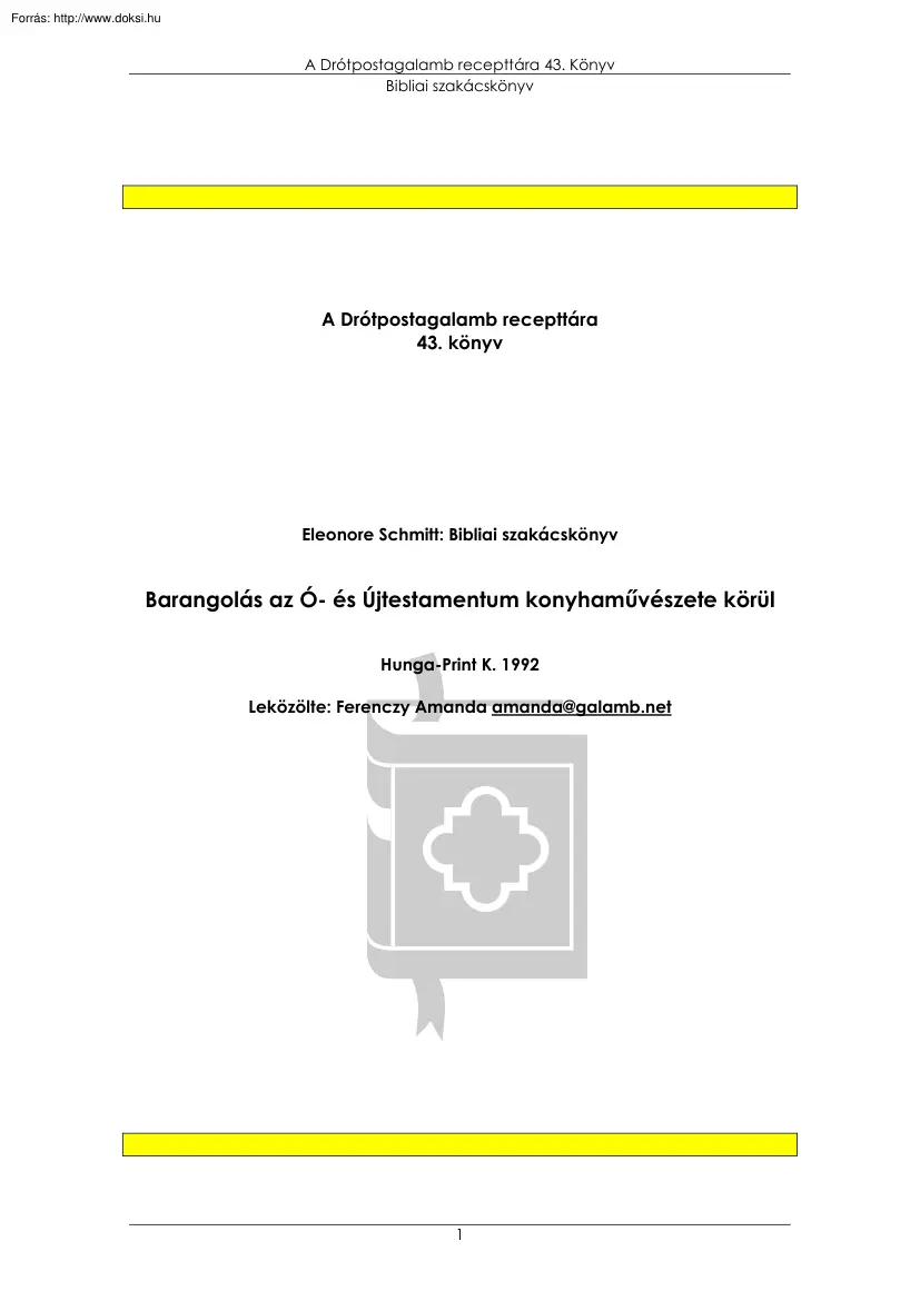 Ferenczy Amanda - Bibliai szakácskönyv