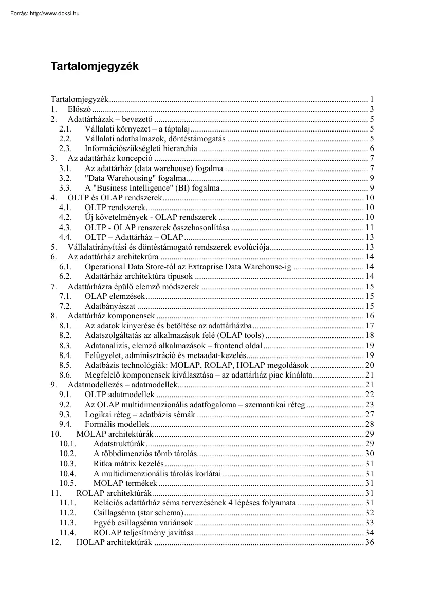 Adattárház technológia