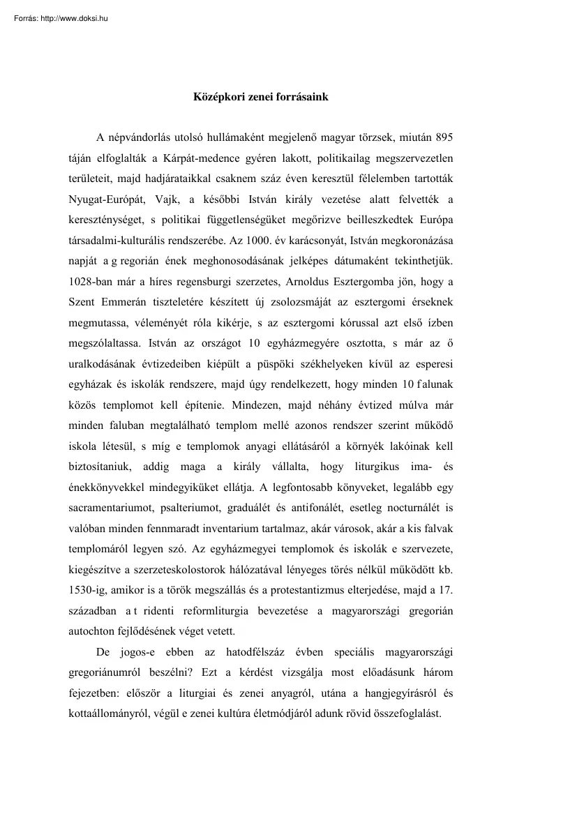 Középkori zenei forrásaink
