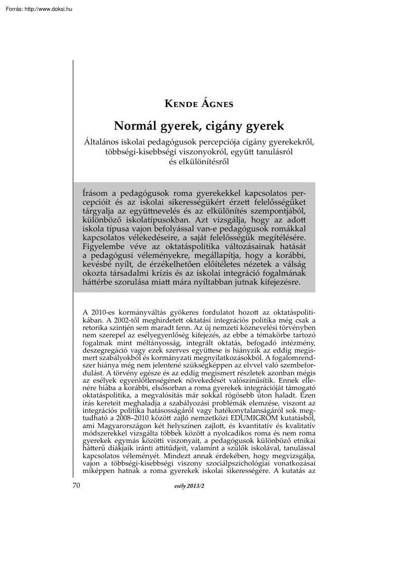Kende Ágnes - Normál gyerek, cigány gyerek
