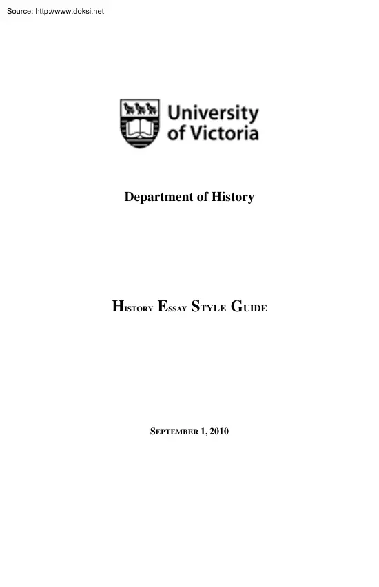 History Essay Style Guide