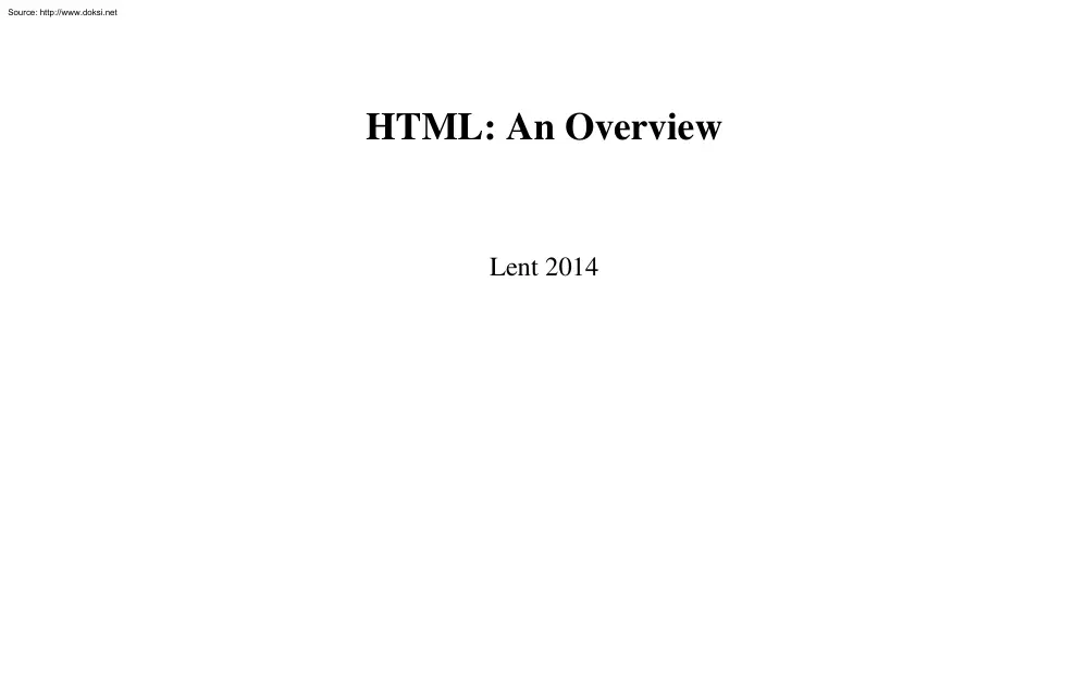 HTML overview