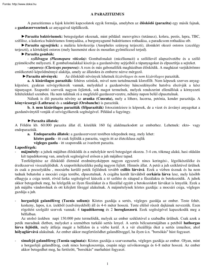 A parazitizmus