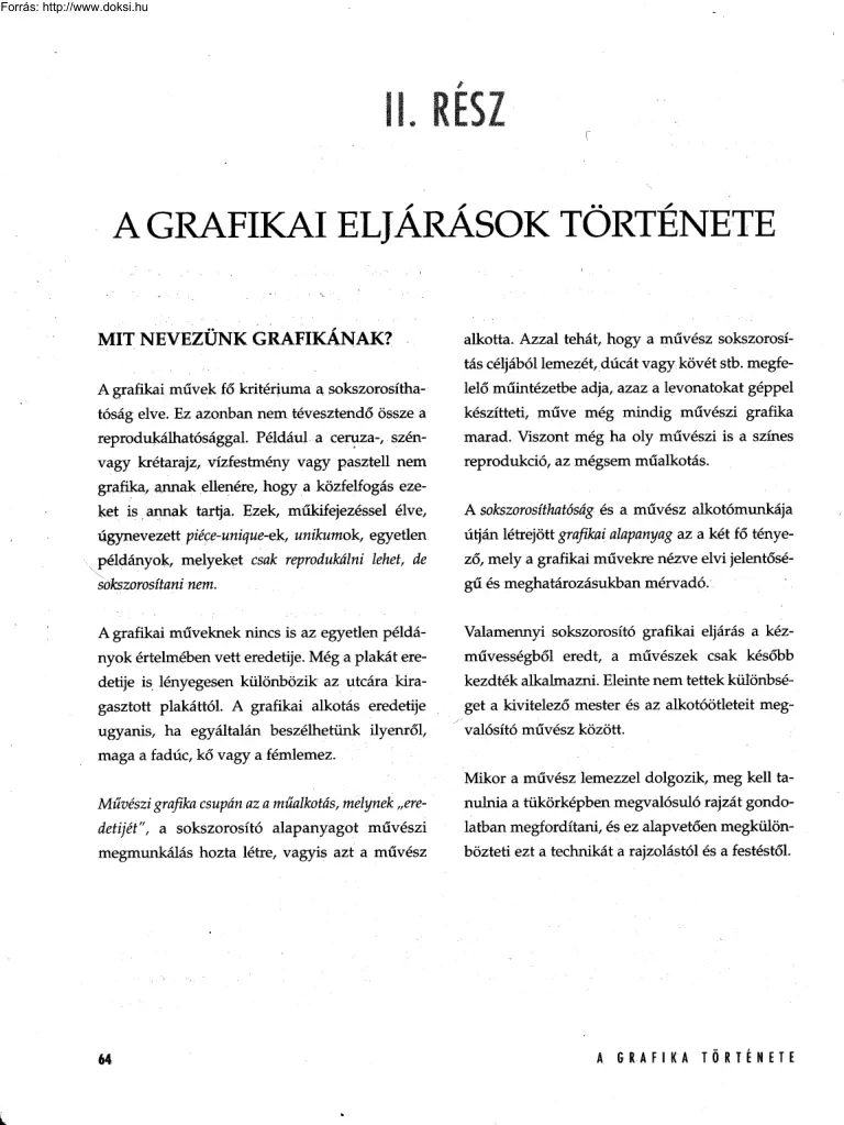 A grafikai eljárások története