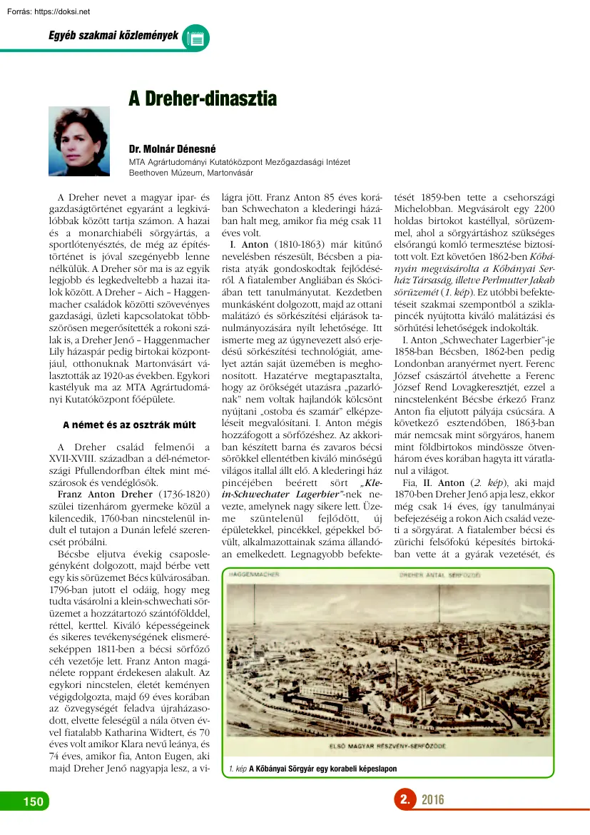 Dr. Molnár Dénesné - A Dreher-dinasztia