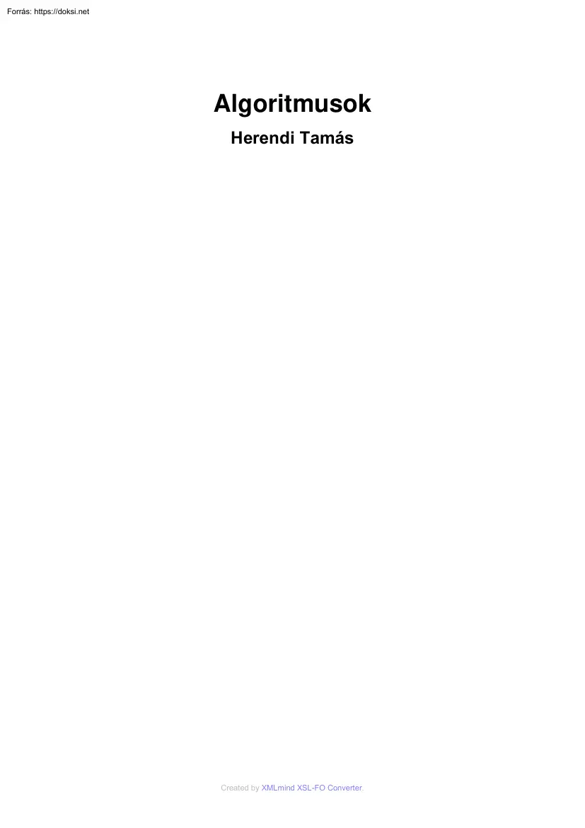 Herendi Tamás - Algoritmusok