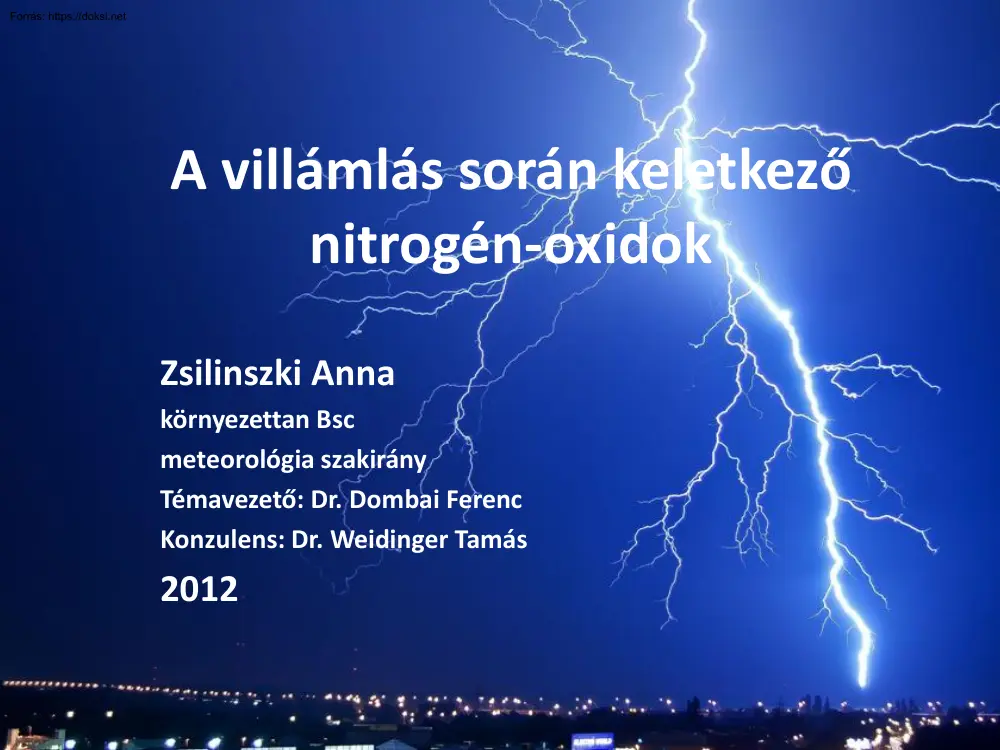 Zsilinszki Anna - A villámlás során keletkező nitrogén-oxidok