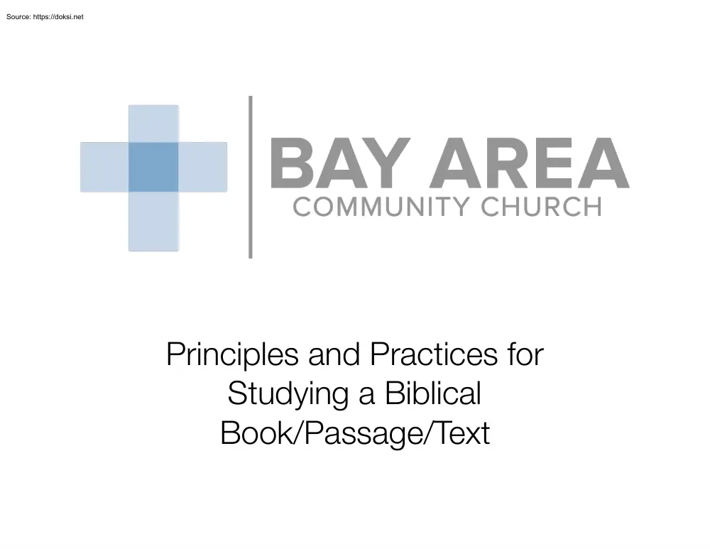 Principles and Practices for Studying a Biblical Book