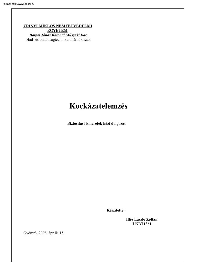 Illés László Zoltán - Kockázatelemzés