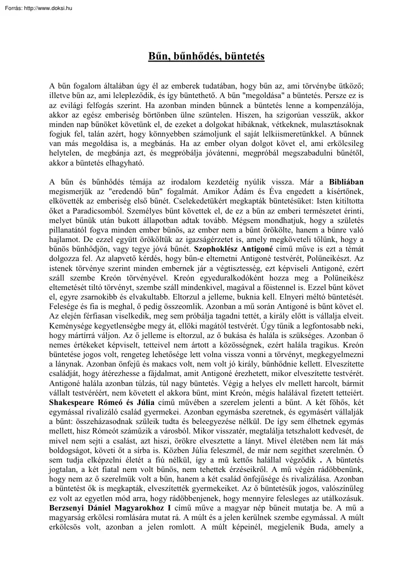 Bűn, bűnhődés, büntetés