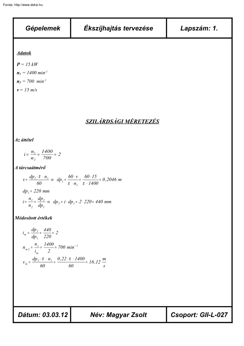 Magyar Zsolt - Ékszíjhajtás tervezése