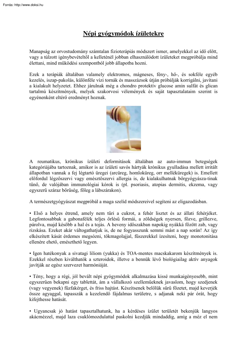 Népi gyógymódok ízületekre
