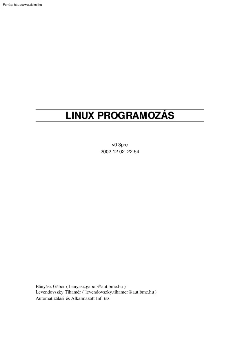 Bányász Gábor - Linux programozás