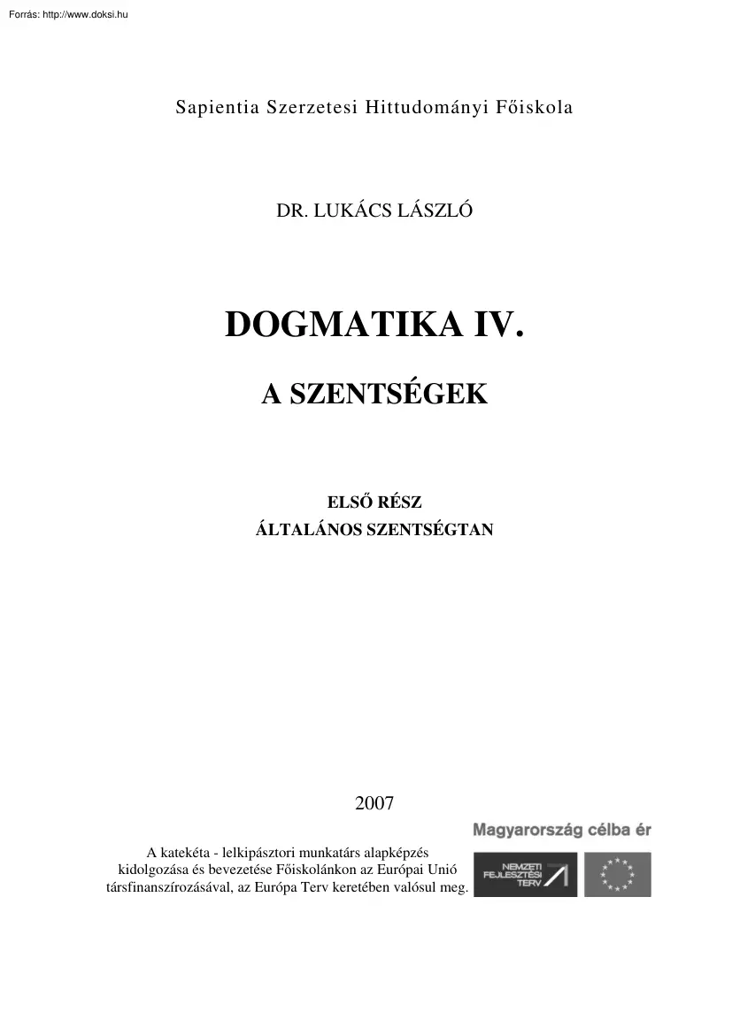 Dr. Lukács László - Általános szentségtan