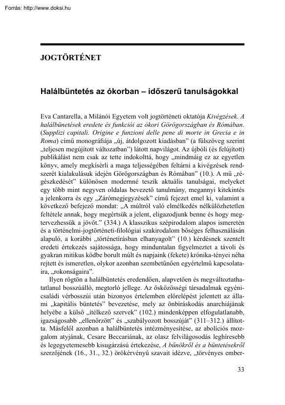 Madarász Imre - Halálbüntetés az ókorban, időszerű tanulságokkal