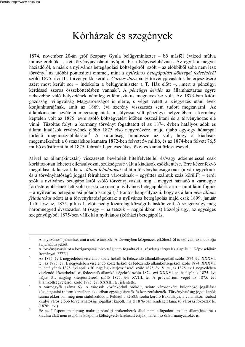 Németh György - Kórházak és szegények