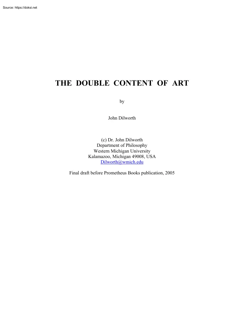 John Dilworth - The Double Content of Art