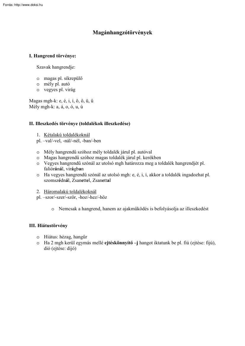 Magánhangzótörvények