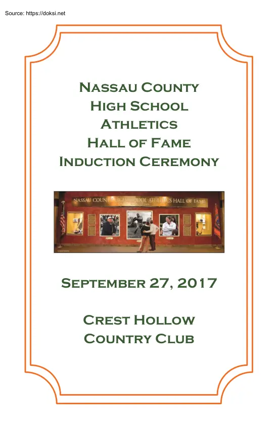 Nassau County High School Athletics Hall of Fame Induction Ceremony