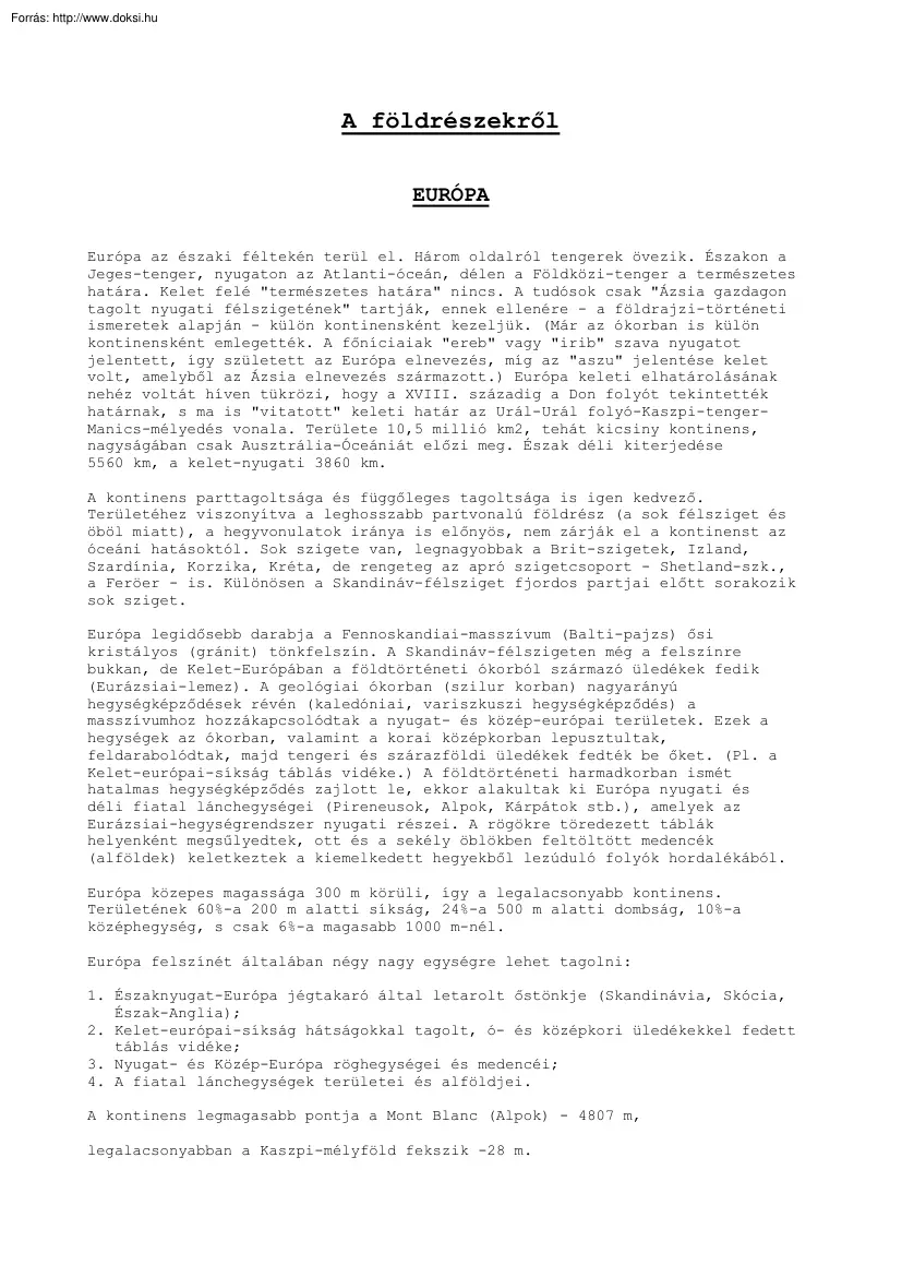 A földrészekről