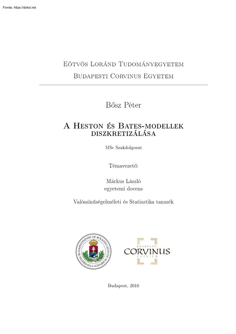 Bősz Péter - A Heston és Bates-modellek diszkretizálása