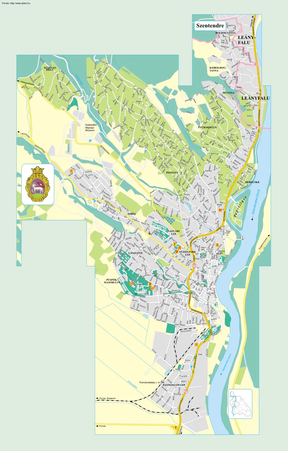 Szentendre térképe és rövid története