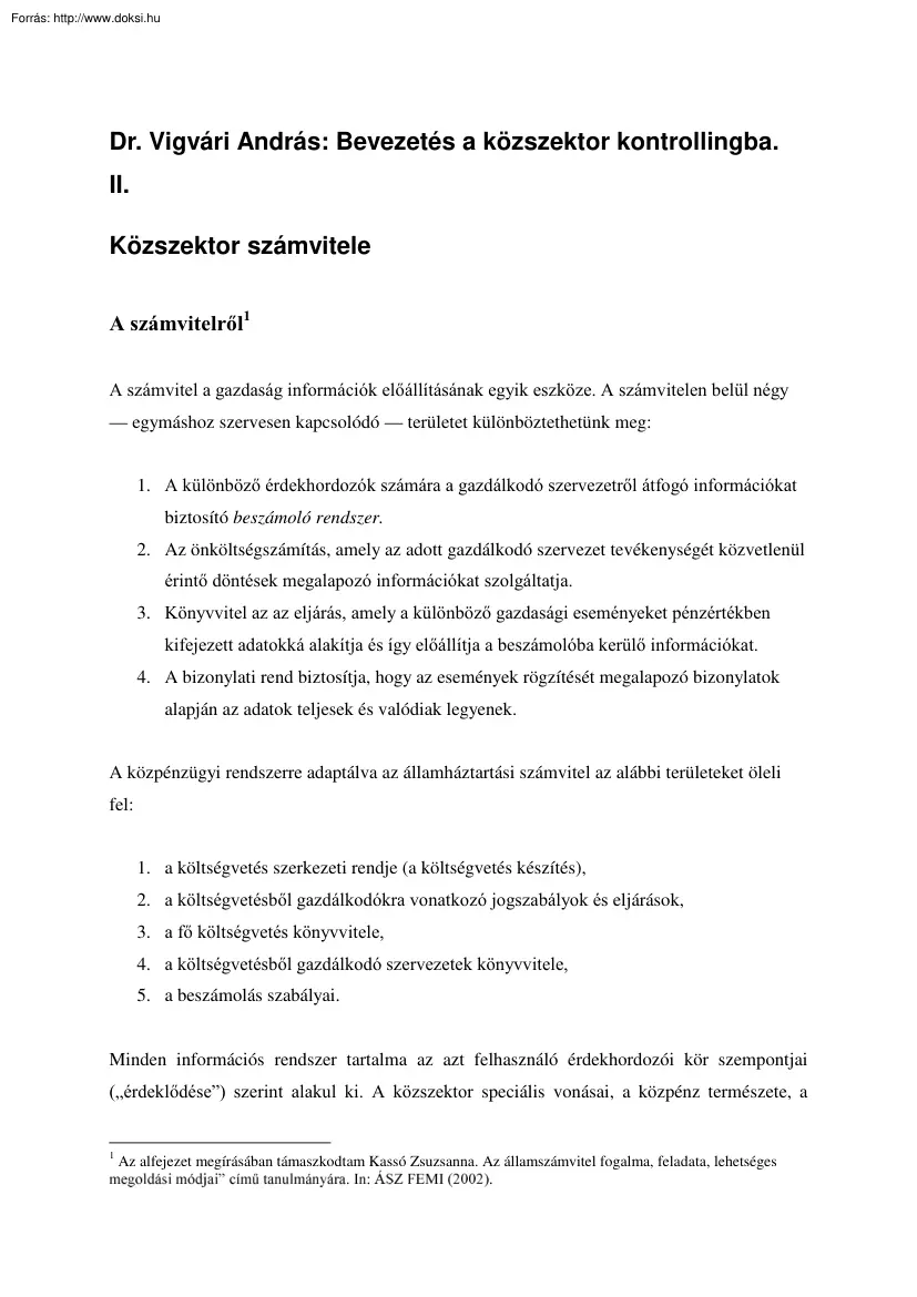 Dr. Vígvári András - Bevezetés a közszektor kontrollingba II