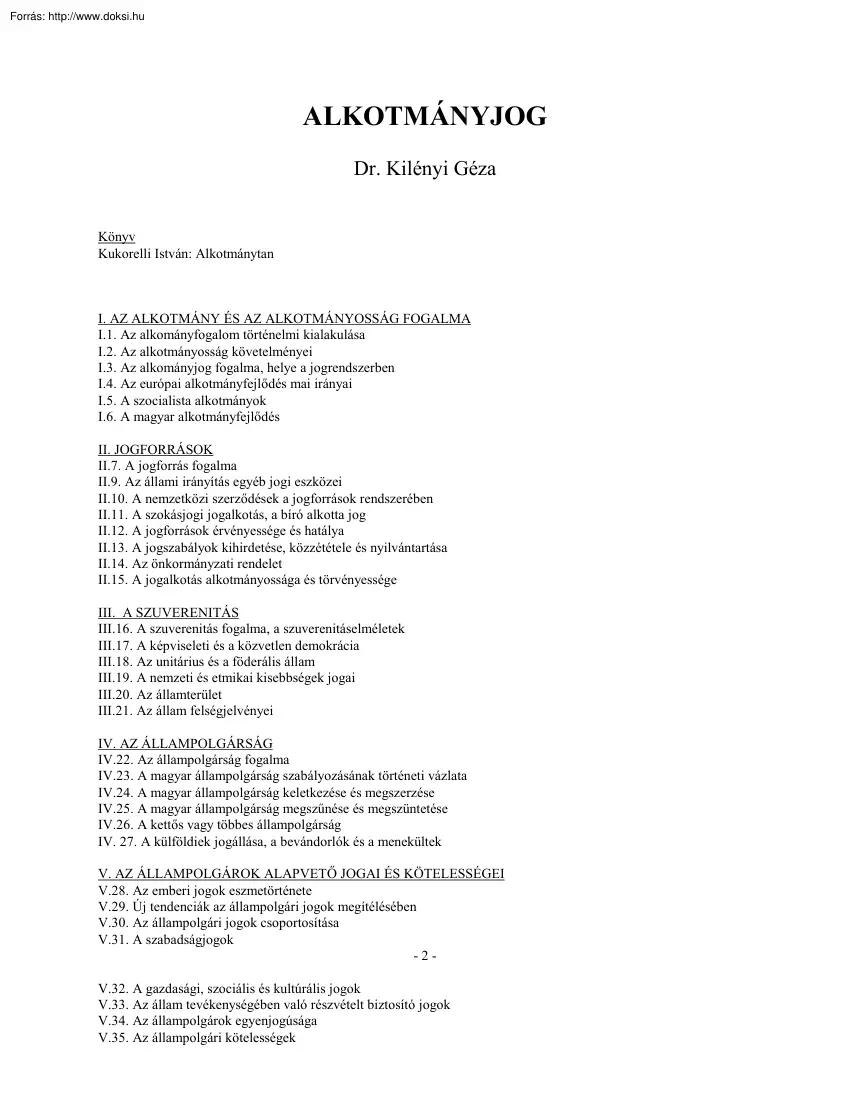 Dr. Kilényi Géza - Alkotmányjog