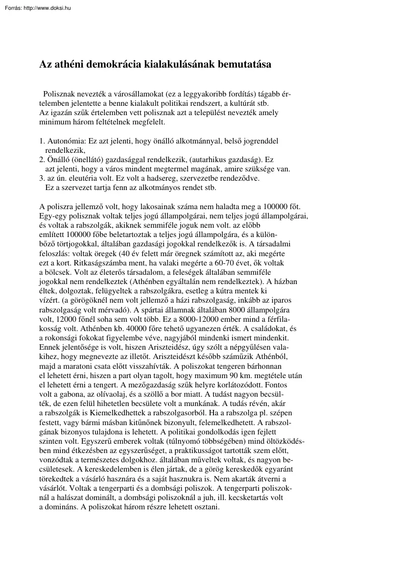 Az athéni demokrácia kialakulásának bemutatása