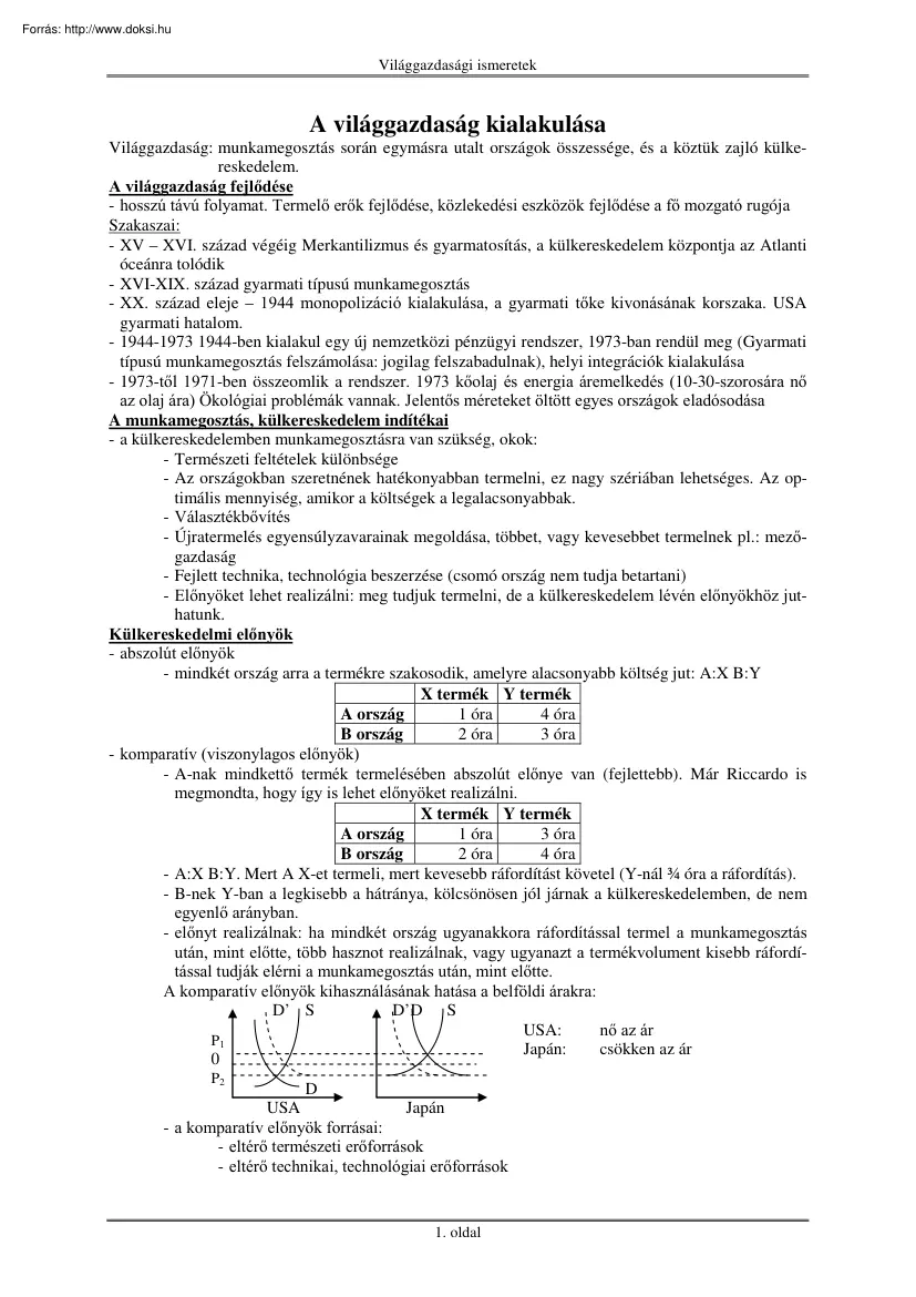 Világgazdasági ismeretek