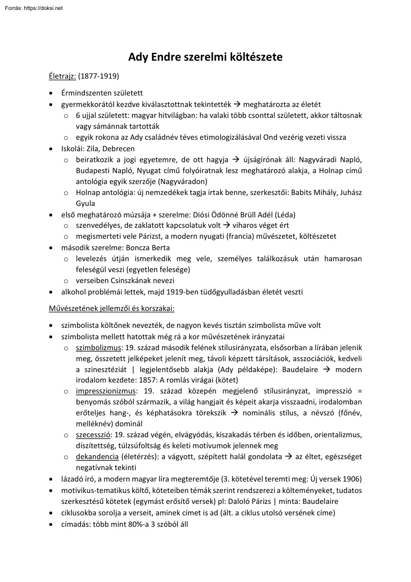 Király Zsófia - Ady Endre szerelmi költészete