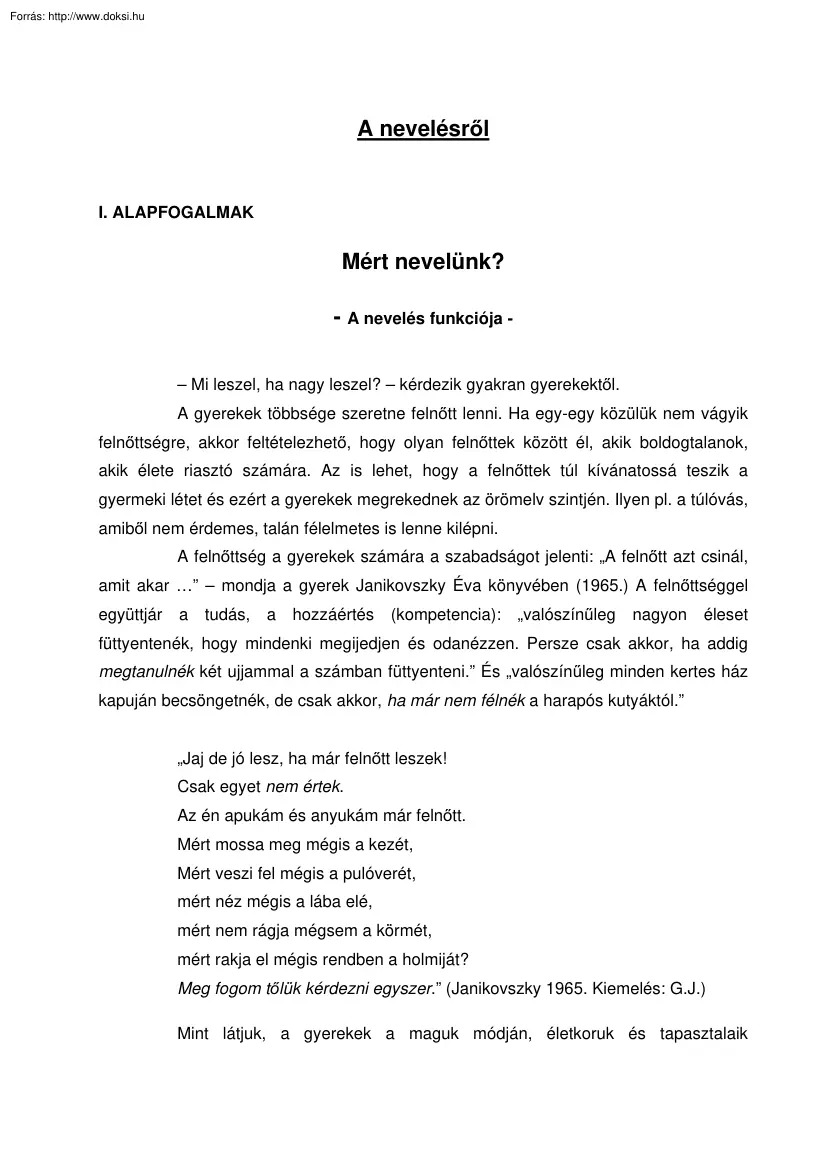 A nevelésről