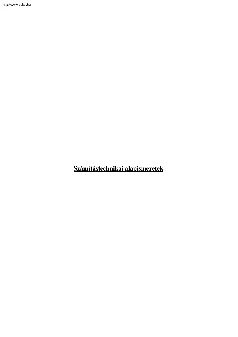 Számítástechnikai alapismeretek