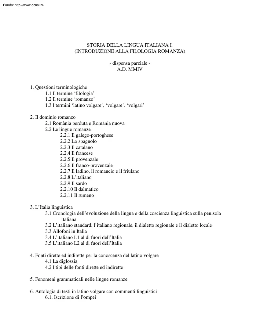 Dispensa parziale di filolgia romanza