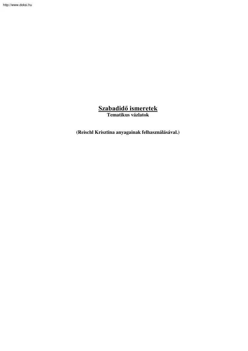 Szabadidő ismeretek