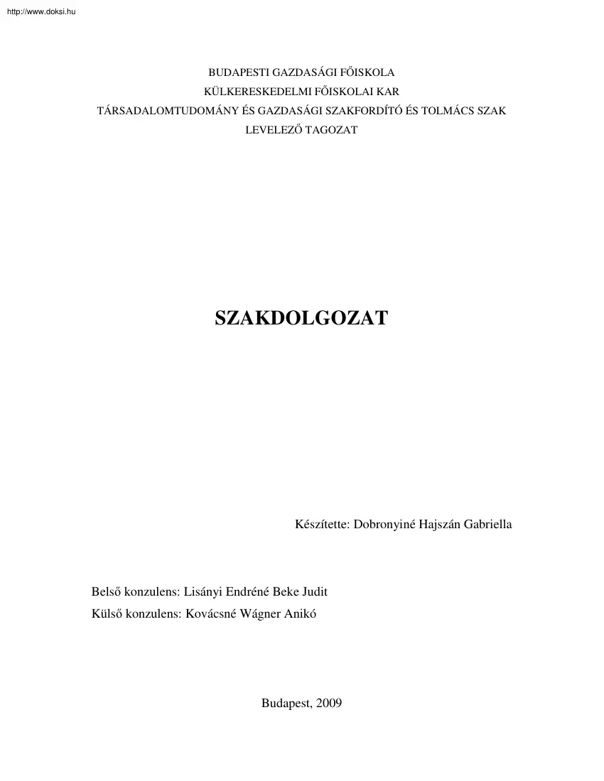 Dobronyiné Hajszán Gabriella - Fordítás és fordítás technikai elemzés
