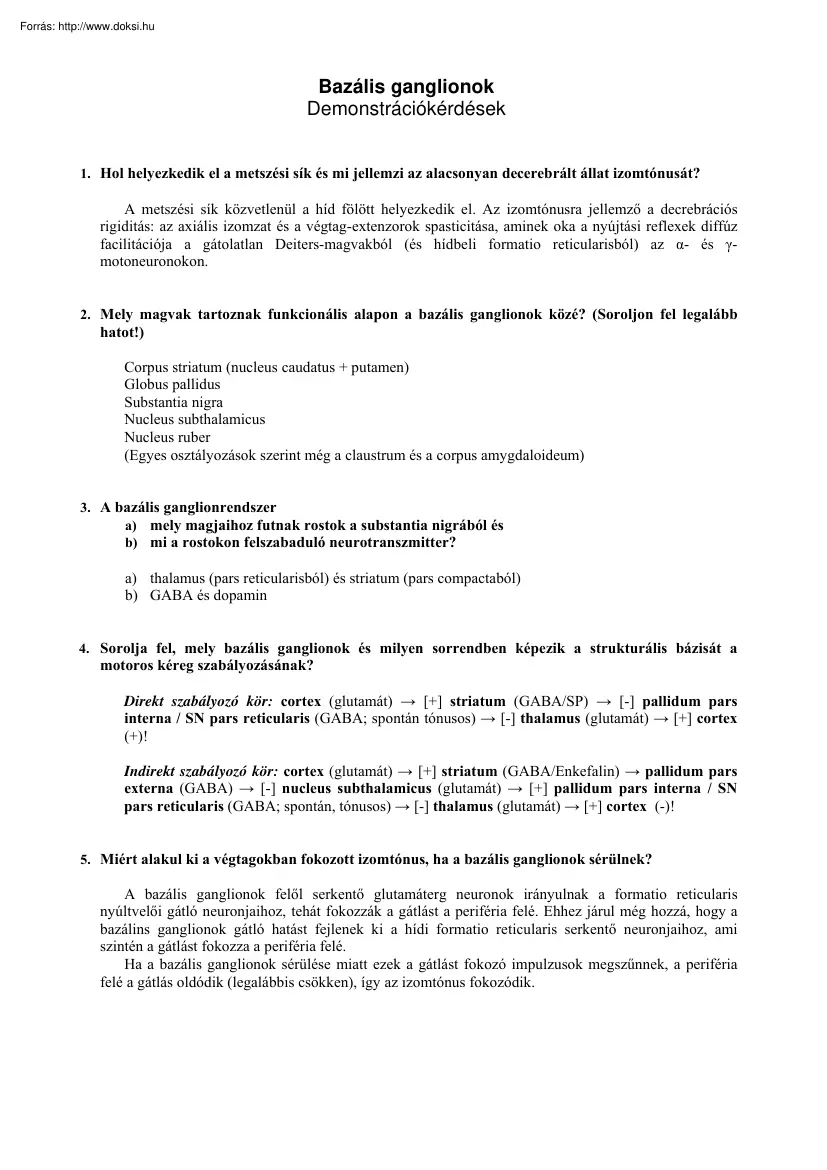 Bazális ganglionok
