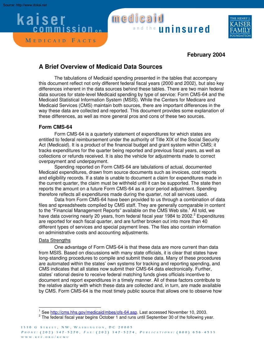 A Brief Overview of Medicaid Data Sources