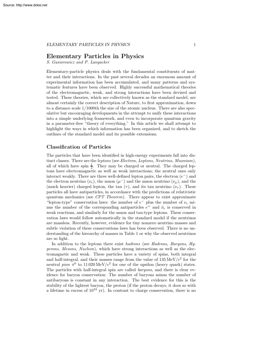 Gasiorowicz-Langacker - Elementary Particles in Physics