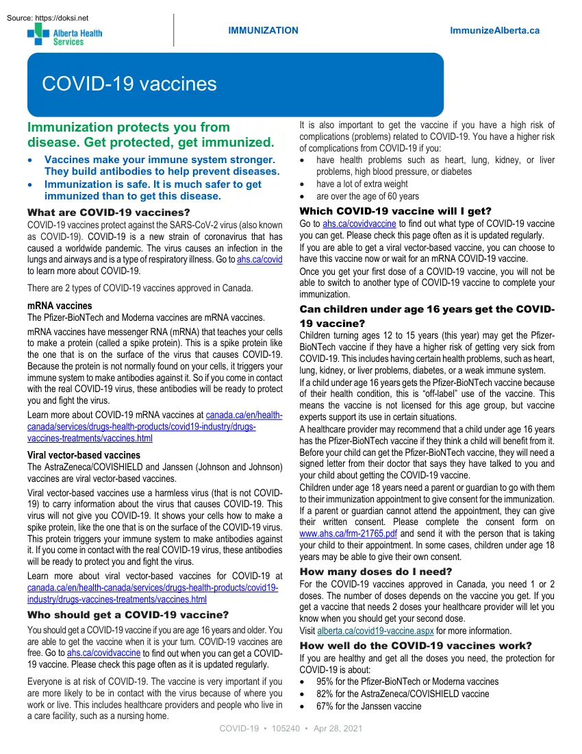 COVID-19 Vaccines, Immunization