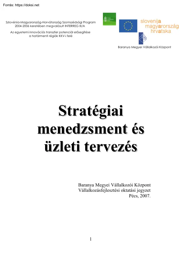 Stratégiai menedzsment és üzleti tevezés
