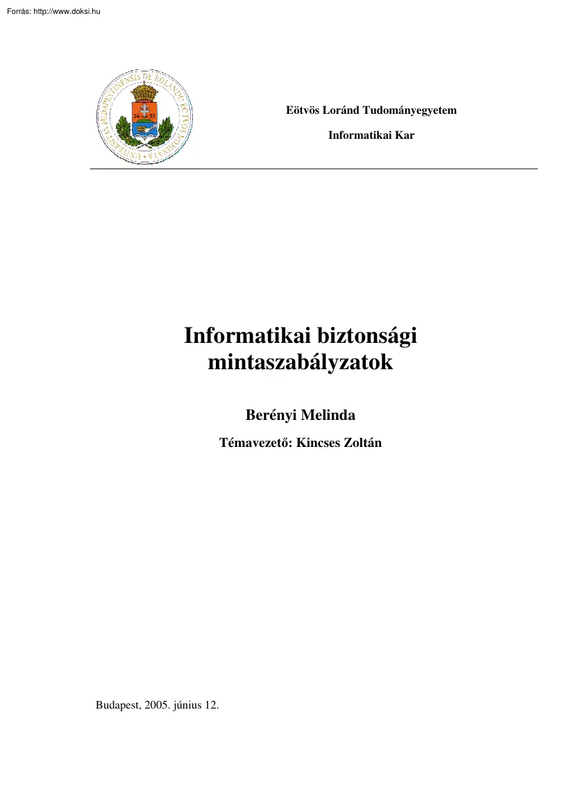 Berényi Melinda - Informatikai biztonsági mintaszabályzatok