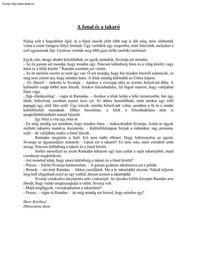 A fonal és a takaró